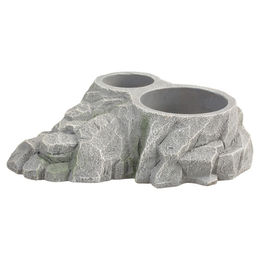 Produktbild von Terra Della Becherhalter Rock grau Futterplatz für Reptilien aus Kunstharz