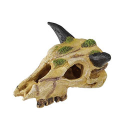Produktbild von Terra Della Caraboa-Schädel XS Dekoratives Reptilienversteck mit Futternapf aus Kunstharz 12 cm Beige - 12 cm