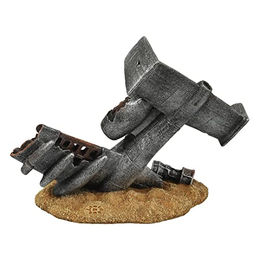 Terra Della Flugzeugwrack Wüste Terrarium Dekoration Höhle für Geckos aus Kunstharz Grau 19,5 x 12 x 15,3 cm – Bild 1 von 2