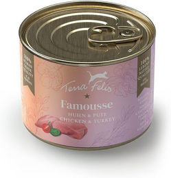Produktbild von Terra Felis Famousse Katzenfutter Huhn und Pute getreidefrei mit hohem Fleischanteil 12x200 g