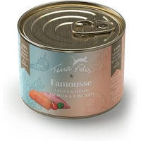 Produktbild von Terra Felis Famousse Katzenfutter Lachs und Huhn getreidefrei mit hohem Fleischanteil 12x200 g
