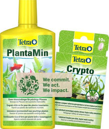 Produktbild von TETRA PlantaMin Flüssigdünger 500 ml und Crypto Wurzeltabellen für Aquarienpflanzen