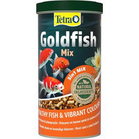 Produktbild von Tetra Pond Goldfish 3in1 Mix Fischfutter für Goldfische und Kaltwasserfische mit Flocken Sticks und Gammarus 1 L Dose - 1 l