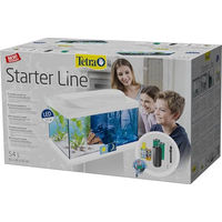 Produktbild von Tetra Starter Line LED Aquarium 54 L Weiß Komplett-Set mit Beleuchtung Innenfilter Heizer Fischfutter und Wasseraufbereiter - 54 l