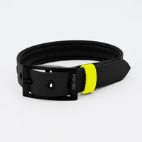 Produktbild von THE DOG IDEA Biothane Halsband für Hunde Schwarz Neon Gelb Größe S wasserfest
