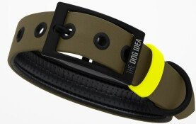 THE DOG IDEA Biothane Halsband Khaki Neon Gelb XL wasserfest – Bild 1 von 3