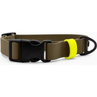 Produktbild von THE DOG IDEA Biothane Hundehalsband Khaki mit Klickverschluss Neon Gelb Größe M wasserabweisend