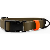 Produktbild von THE DOG IDEA Biothane Hundehalsband Khaki mit Klickverschluss Neon Orange Größe S wasserabweisend