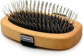THE DOG IDEA Mini-Striegel Hundebürste aus Holz für Langhaarige Hunde in Braun – Bild 1 von 3