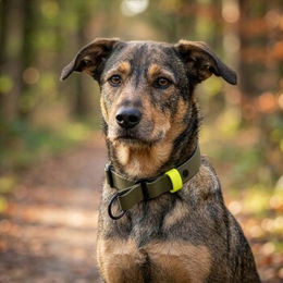 Produktbild von THE DOG IDEA Zugstopp Halsband aus Biothane wasserfest Khaki Neon Gelb Größe S