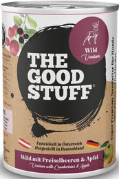 Produktbild von The Goodstuff Hundefutter Wild mit Preiselbeeren und Apfel Stückchen in Sauce getreidefrei und mit hohem Fleischanteil