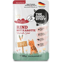 Produktbild von The Goodstuff Katzenfutter Rind mit Karotte Stückchen in Sauce Pouch für alle Altersstufen