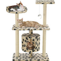 Produktbild von The Living Store Katzen-Kratzbaum aus Sisal in Beige mit Pfoten-Aufdruck 95 cm