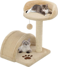 The Living Store Katzen-Kratzbaum für Kitten aus Sisal und Plüsch Beige Braun 40 cm – Bild 1 von 1
