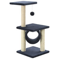 Produktbild von The Living Store Katzen-Kratzbaum für Kitten aus Sisal und Plüsch Dunkelblau 65 cm