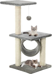 The Living Store Katzen-Kratzbaum für Kitten aus Sisal und Plüsch Grau 65 cm – Bild 1 von 2