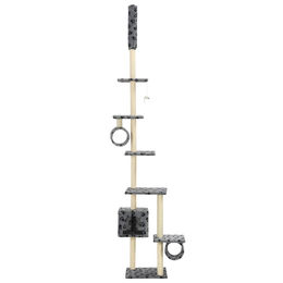 The Living Store Katzen-Kratzbaum mit Sisal-Kratzsäulen 260cm Grau Pfotenabdruck – Bild 1 von 1