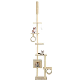 The Living Store Katzen-Kratzbaum mit Sisal-Kratzsäulen in Beige 260 cm – Bild 1 von 1