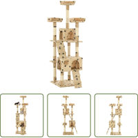 Produktbild von The Living Store Katzen-Kratzbaum mit Sisal-Säulen 170 cm Beige Pfoten-Aufdruck