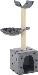 The Living Store Katzen-Kratzbaum mit Sisal-Säulen und Pfoten-Aufdruck Grau 105 cm – Bild 1 von 1