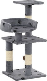 The Living Store Katzen-Kratzbaum mit Sisal-Säulen und Plüsch in Grau 65 cm – Bild 1 von 2