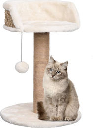 The Living Store Katzenbaum mit Kratzsäule aus Seegras und Plüsch in Beige 49 cm – Bild 1 von 1