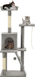 The Living Store Katzenbaum mit Sisal-Kratzsäulen 120 cm Grau – Bild 1 von 1