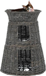 The Living Store Katzenkorb-Set aus Naturweide mit Kissen Grau 47x34x60 cm – Bild 1 von 1