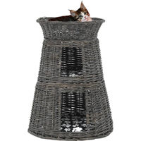 Produktbild von The Living Store Katzenkorb-Set aus Naturweide mit Kissen Grau 47x34x60 cm
