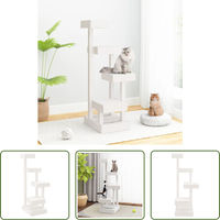Produktbild von The Living Store Kratzbaum aus Massivholz Kiefer in Weiß 45,5x49x103 cm