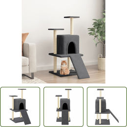 The Living Store Kratzbaum für Katzen mit Sisal-Kratzsäulen in Dunkelgrau 110 cm – Bild 1 von 2