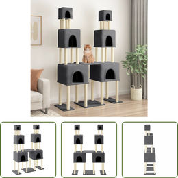 The Living Store Kratzbaum für Katzen mit Sisal-Kratzsäulen in Dunkelgrau 199 cm – Bild 1 von 3