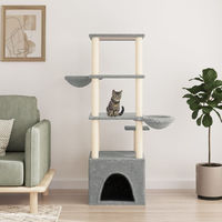 Produktbild von The Living Store Kratzbaum für Katzen mit Sisal-Kratzsäulen in Hellgrau 147 cm
