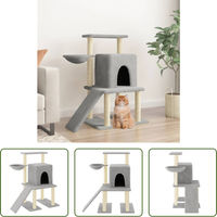 Produktbild von The Living Store Kratzbaum für Katzen mit Sisal-Kratzsäulen in Hellgrau 96,5 cm