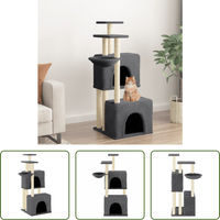 Produktbild von The Living Store Kratzbaum für Katzen mit Sisal-Kratzsäulen und Plüsch in Dunkelgrau 122 cm