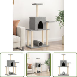 The Living Store Kratzbaum für Katzen mit Sisal-Kratzsäulen und Plüsch in Hellgrau 122 cm – Bild 1 von 1