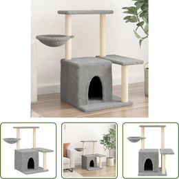 The Living Store Kratzbaum für Katzen mit Sisal-Kratzsäulen und Plüsch in Hellgrau 83 cm – Bild 1 von 2