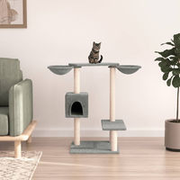 Produktbild von The Living Store Kratzbaum mit Kratzsäulen in Hellgrau 82 cm aus Holzwerkstoff, Plüsch und Sisal