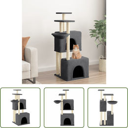 The Living Store Kratzbaum mit Sisal-Kratzsäulen Dunkelgrau 122 cm – Bild 1 von 1