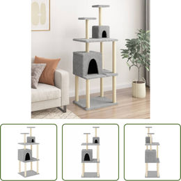 The Living Store Kratzbaum mit Sisal-Kratzsäulen Hellgrau 167 cm – Bild 1 von 1