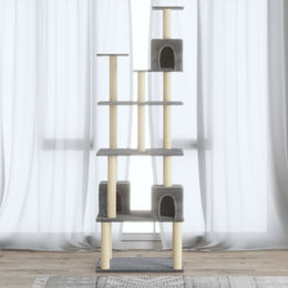 The Living Store Kratzbaum mit Sisal-Kratzsäulen Hellgrau 188 cm – Bild 1 von 1