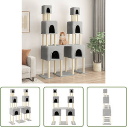 The Living Store Kratzbaum mit Sisal-Kratzsäulen Hellgrau 199 cm – Bild 1 von 1