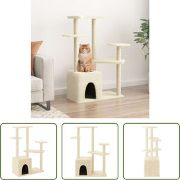 The Living Store Kratzbaum mit Sisal-Kratzsäulen in Creme 107,5 cm – Bild 1 von 1