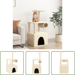 The Living Store Kratzbaum mit Sisal-Kratzsäulen in Creme 109,5 cm – Bild 1 von 1
