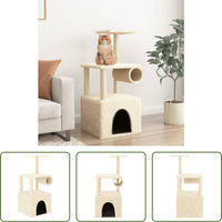 Produktbild von The Living Store Kratzbaum mit Sisal-Kratzsäulen in Creme 109,5 cm