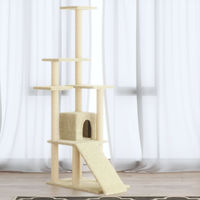 Produktbild von The Living Store Kratzbaum mit Sisal-Kratzsäulen in Creme 155 cm