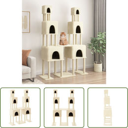 The Living Store Kratzbaum mit Sisal-Kratzsäulen in Creme 199 cm – Bild 1 von 1