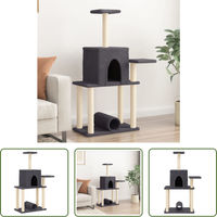 Produktbild von The Living Store Kratzbaum mit Sisal-Kratzsäulen in Dunkelgrau 122 cm