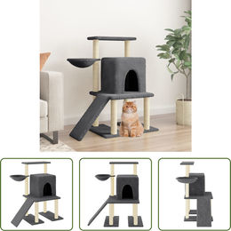 The Living Store Kratzbaum mit Sisal-Kratzsäulen in Dunkelgrau 96,5 cm – Bild 1 von 3