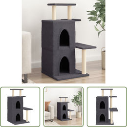 The Living Store Kratzbaum mit Sisal-Kratzsäulen in Dunkelgrau 97 cm – Bild 1 von 3